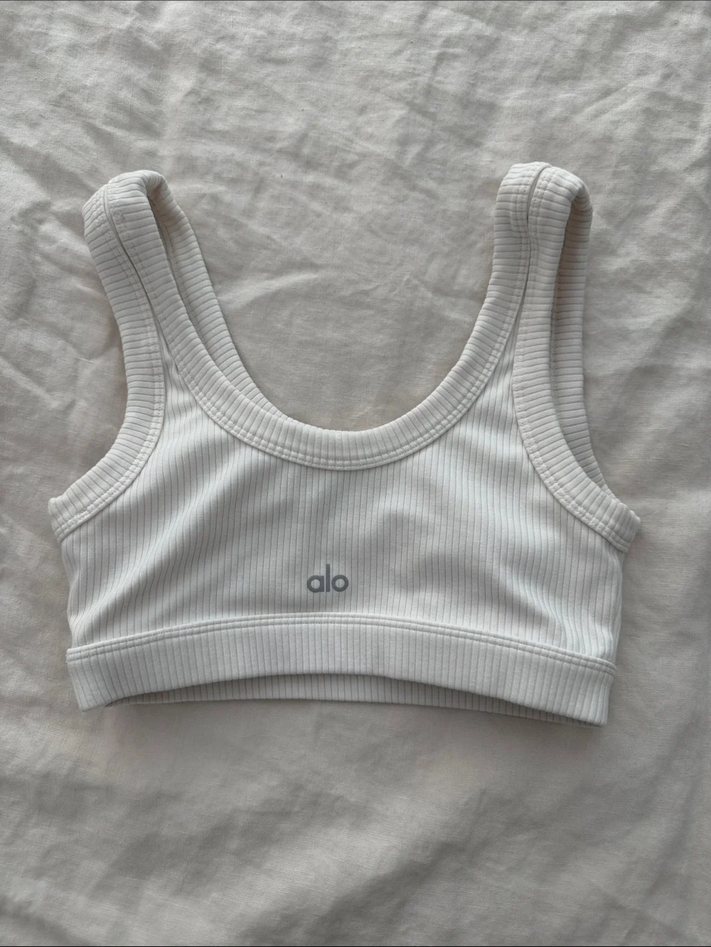 ALO Yoga White Ribbed Crop Bralette